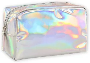Travel Makeup Bag, Waterproof Toiletry Bag Large Capacity Cosmetic Bag Simplistic with Handles, Makeup Organizer, Swimming Bag (Silver)