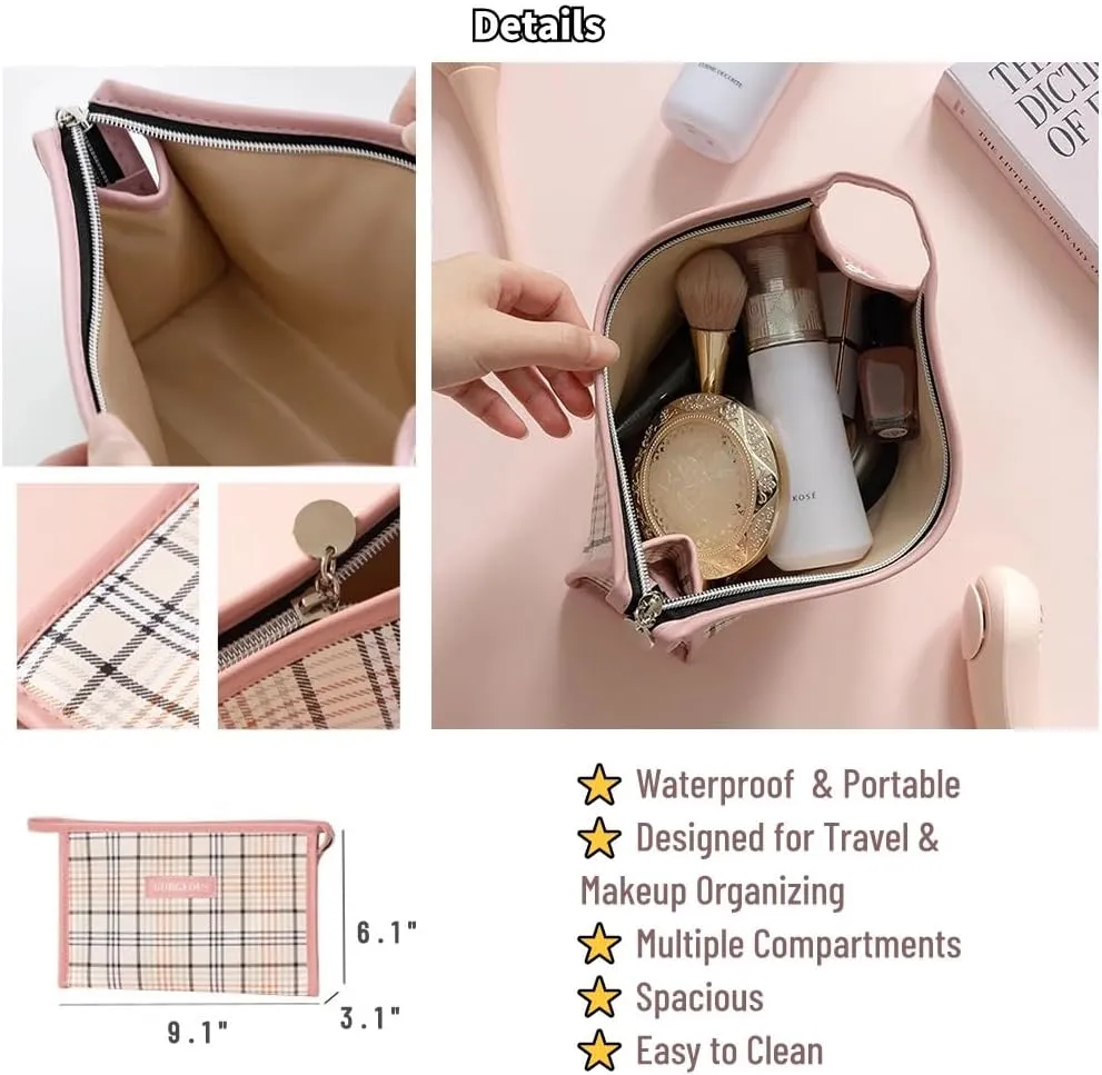 Travel Makeup Bag, Waterproof Toiletry Bag Large Capacity Cosmetic Bag with Handles Dividers, Makeup Organizer Pouch (Green)