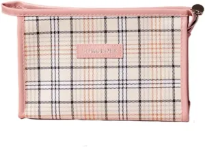 Travel Makeup Bag, Waterproof Toiletry Bag Large Capacity Cosmetic Bag with Handles Dividers, Makeup Organizer Pouch (Pink)