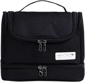 Travel Makeup Bag, Waterproof Toiletry Bag Washbag Large Capacity Cosmetic Bag Simplistic with Handles, Makeup Organizer Pouch, Swimming Bag Gym Bag Mothers day gift (Black)