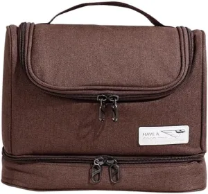 Travel Makeup Bag, Waterproof Toiletry Bag Washbag Large Capacity Cosmetic Bag Simplistic with Handles, Makeup Organizer Pouch, Swimming Bag Gym Bag Mothers day gift (Brown)