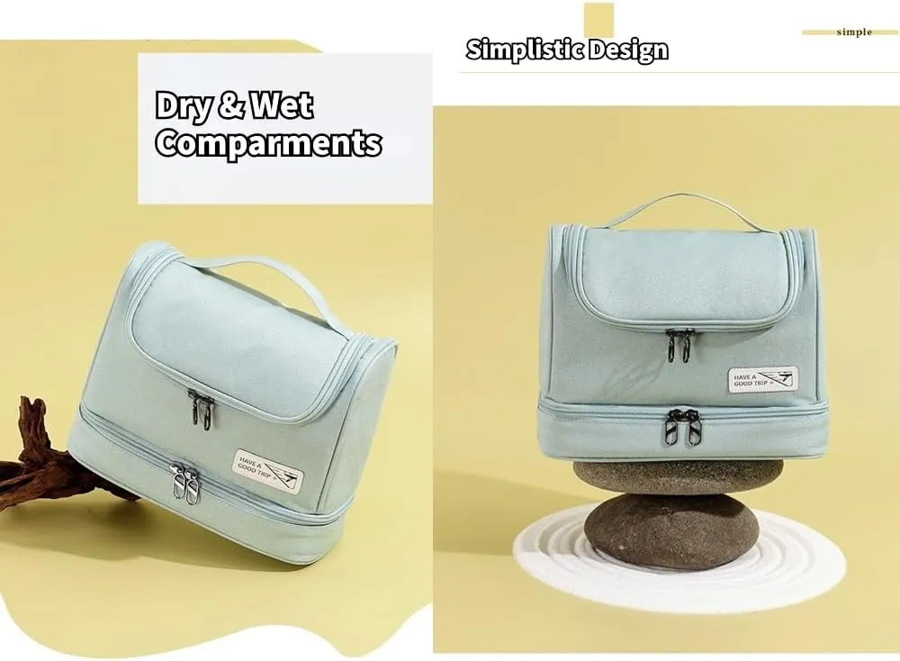 Travel Makeup Bag, Waterproof Toiletry Bag Washbag Large Capacity Cosmetic Bag Simplistic with Handles, Makeup Organizer Pouch, Swimming Bag Gym Bag Mothers day gift (Brown)