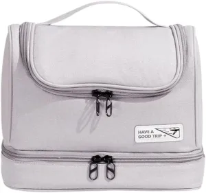 Travel Makeup Bag, Waterproof Toiletry Bag Washbag Large Capacity Cosmetic Bag Simplistic with Handles, Makeup Organizer Pouch, Swimming Bag Gym Bag Mothers day gift (Grey)