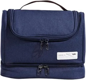 Travel Makeup Bag, Waterproof Toiletry Bag Washbag Large Capacity Cosmetic Bag Simplistic with Handles, Makeup Organizer Pouch, Swimming Bag Gym Bag Mothers day gift (Navy)