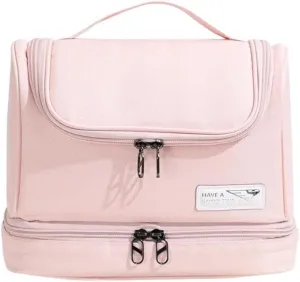 Travel Makeup Bag, Waterproof Toiletry Bag Washbag Large Capacity Cosmetic Bag Simplistic with Handles, Makeup Organizer Pouch, Swimming Bag Gym Bag Mothers day gift (Pink)