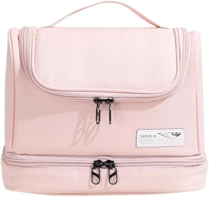 Travel Makeup Bag, Waterproof Toiletry Bag Washbag Large Capacity Cosmetic Bag Simplistic with Handles, Makeup Organizer Pouch, Swimming Bag Gym Bag Mothers day gift (Pink)