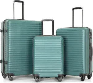 Travel with Ease: 3-Piece Lightweight ABS Luggage Set, Nested for Storage, Secure Combination Lock, Spinner Wheels (20/24/28 inch), Green