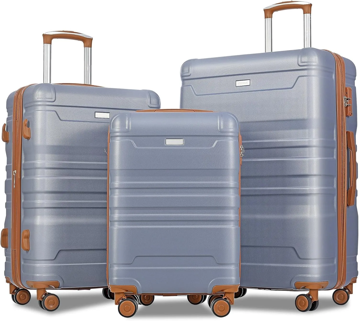 Travel with Ease using Expandable Hardshell Luggage Set, Lightweight ABS, Durable 3-Piece with Spinner Wheels, Blue