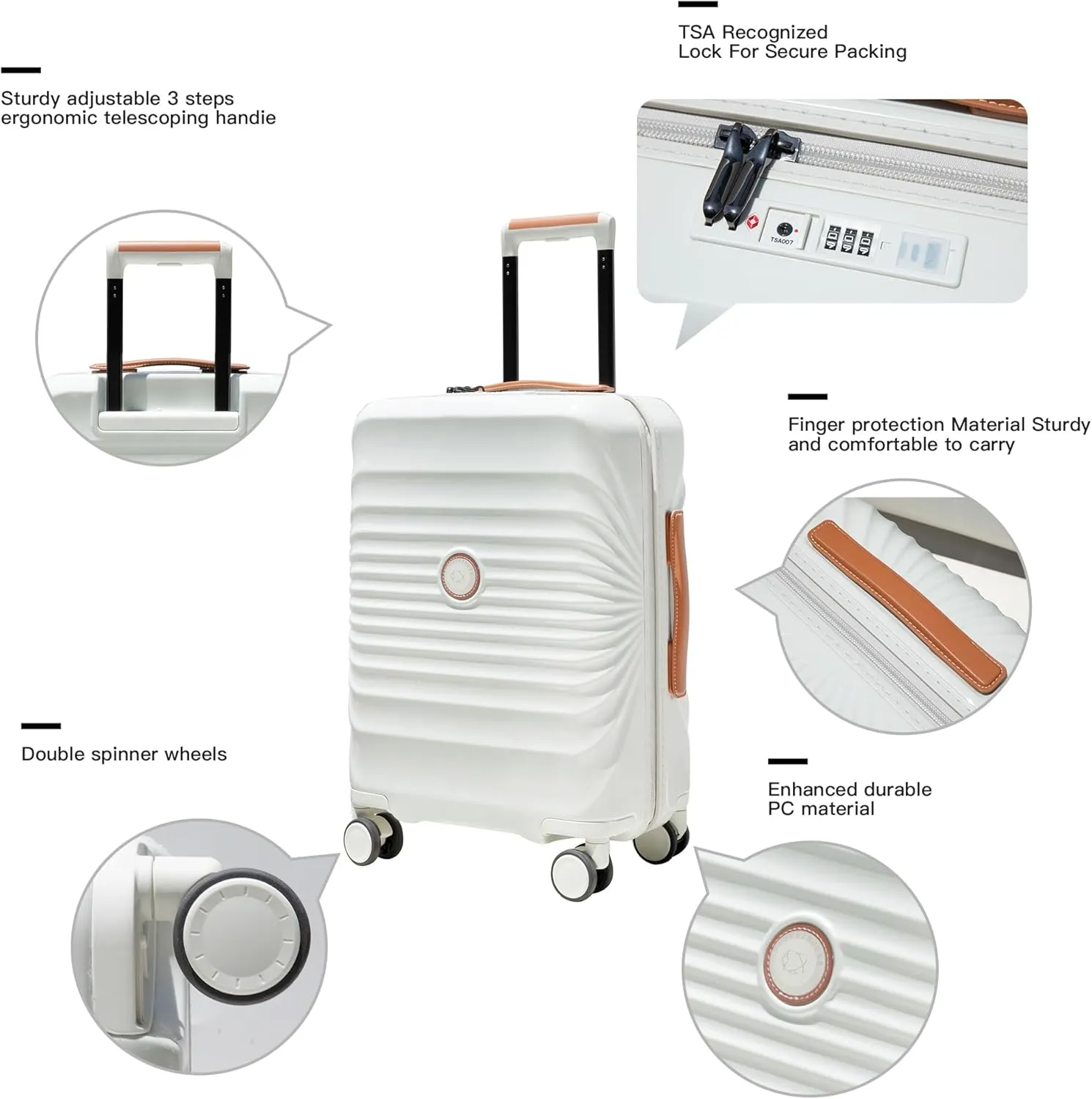 Travelhouse Luggage Suitcase with Spinner Wheels 24-Inch Hardside Checked Luggage with USB Charging Port & TSA Lock Lightweight PC