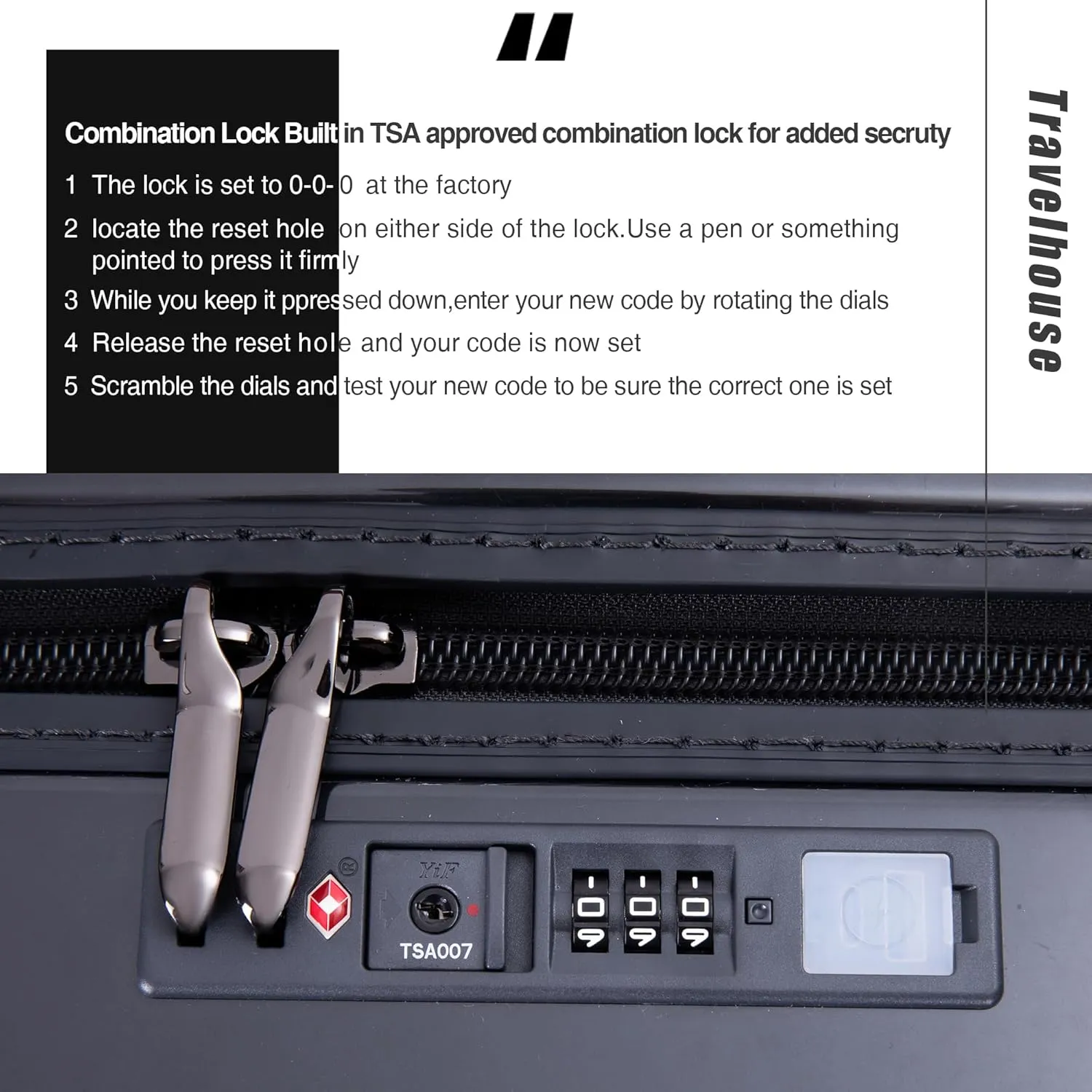 Travelhouse Luggage Suitcase with Spinner Wheels 24-Inch Hardside Checked Luggage with USB Charging Port & TSA Lock Lightweight PC