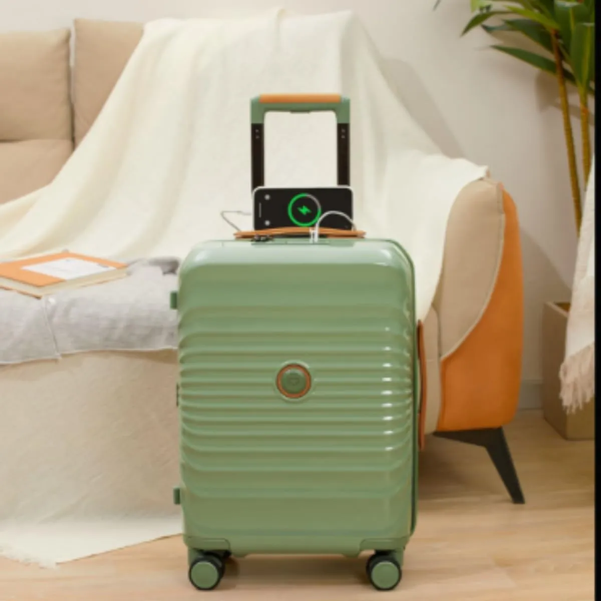 Travelhouse Luggage Suitcase with Spinner Wheels 24-Inch Hardside Checked Luggage with USB Charging Port & TSA Lock Lightweight PC