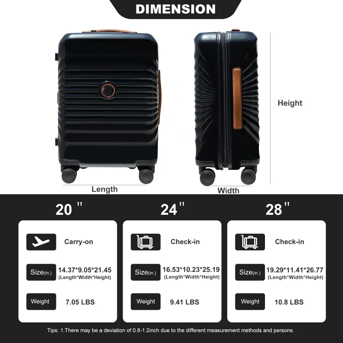 Travelhouse Luggage Suitcase with Spinner Wheels 24-Inch Hardside Checked Luggage with USB Charging Port & TSA Lock Lightweight PC