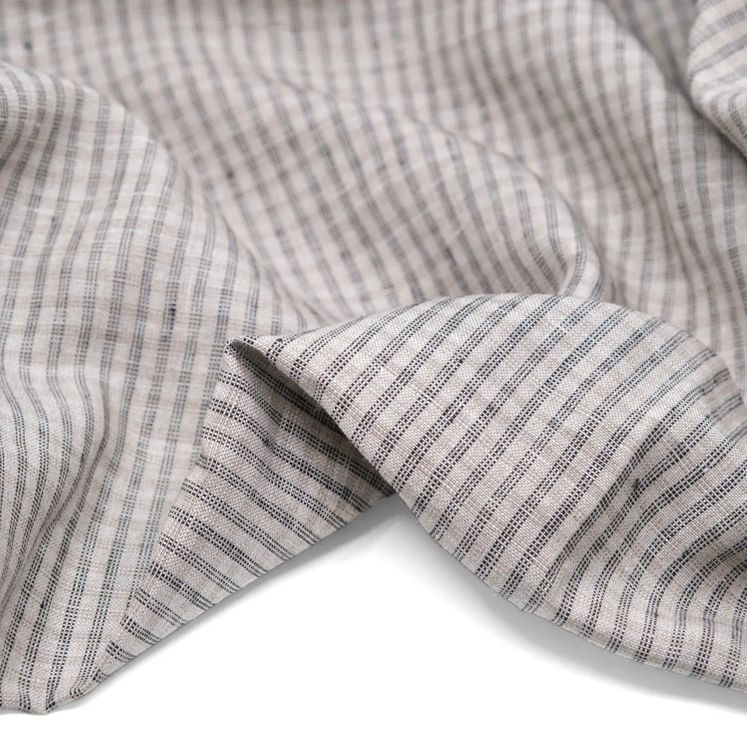 Triple Stripe Yarn Dyed Linen - Stone
