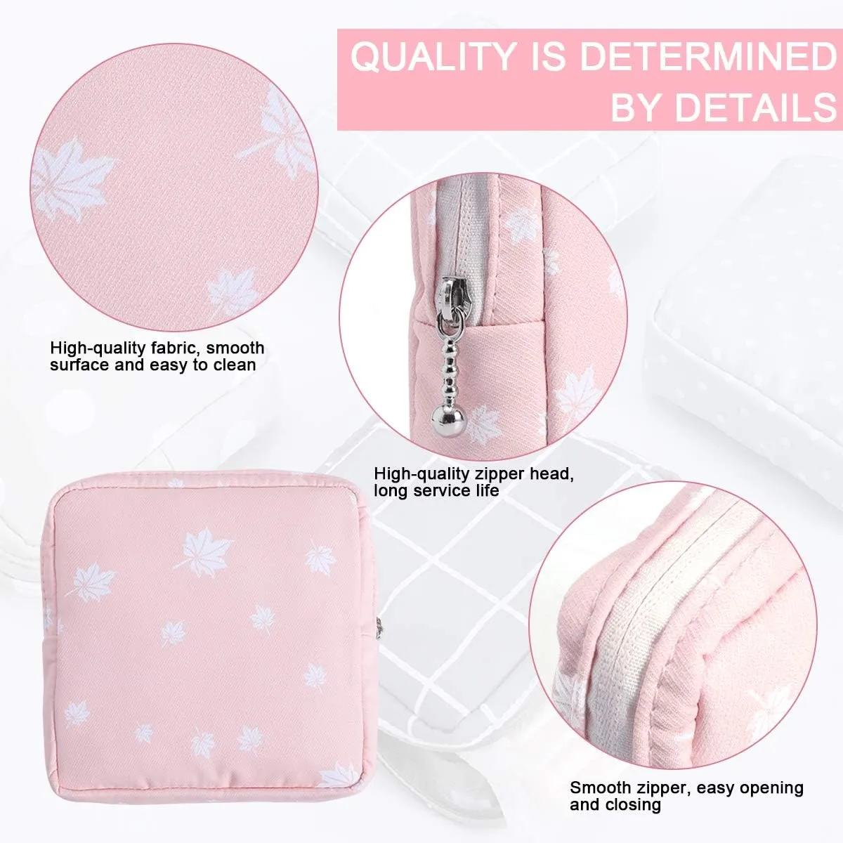 Tuciyke Sanitary Napkin Storage Bag,2pcs Cotton Cloth Portable Sanitary Storage bag with Zipper 5x5 inches First Period Bag for Girls/Ladies/Women(Cactus)