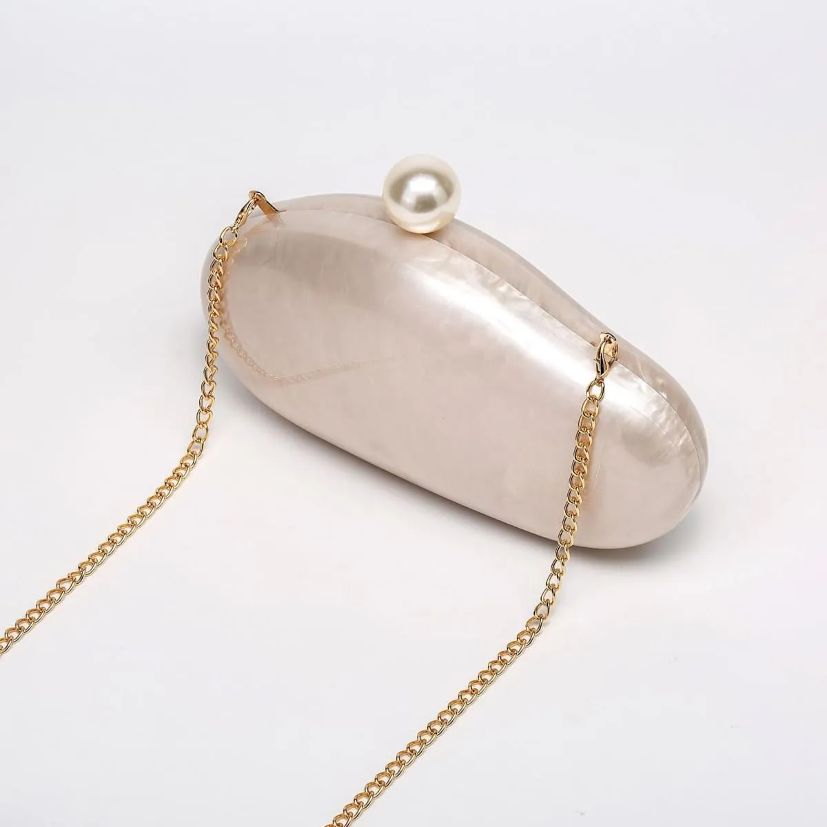 UMREN Shell Shaped Acrylic Clutch Purse Women Acrylic Egg Evening Bag Unique Marble Handbag for Wedding Party