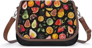 Unique Fruit Pattern Shoulder Bags PU Leather Shoulder Handbag Large Capacity Crossbody Bag for Women