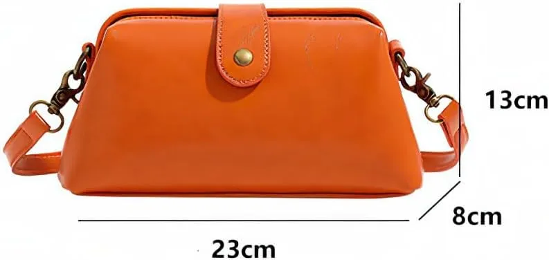 Unique Opening Women Shoulder Purses, PU Leather Small Crossbody Bag, Vintage Doctor Bag for Women
