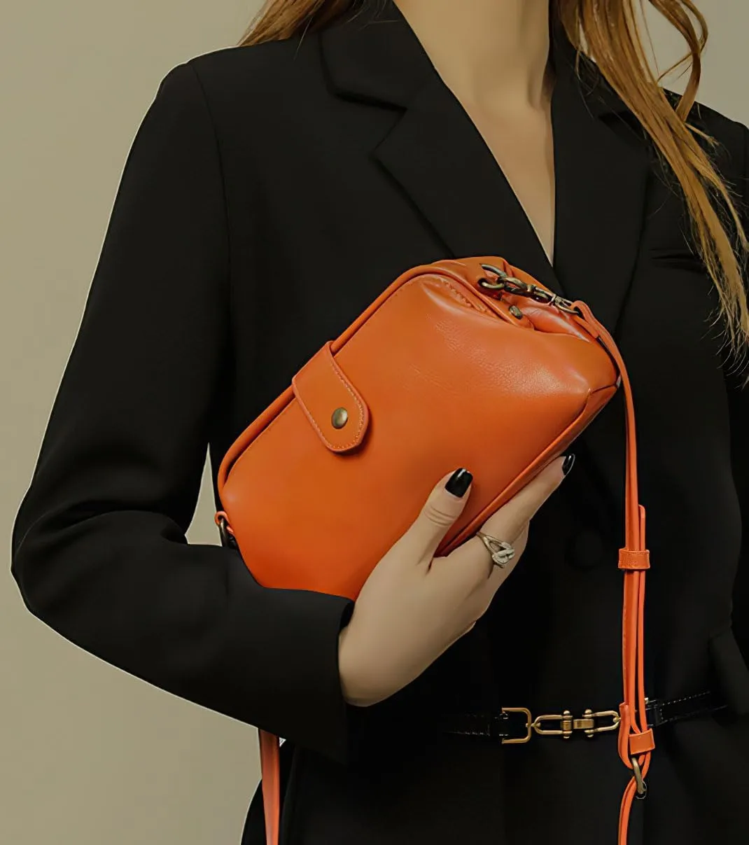 Unique Opening Women Shoulder Purses, PU Leather Small Crossbody Bag, Vintage Doctor Bag for Women