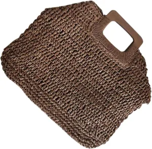 Unique Straw Handbag Large Beach Tote Polyester Interior Perfect for Travel and Shopping