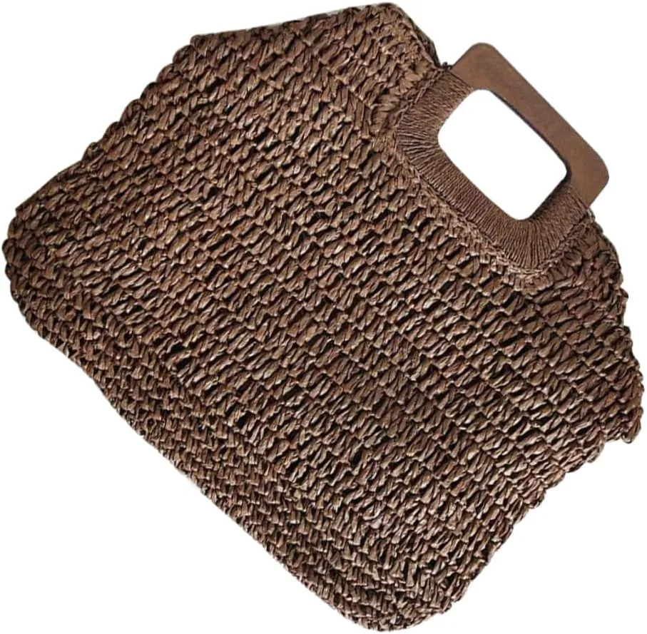 Unique Straw Handbag Large Beach Tote Polyester Interior Perfect for Travel and Shopping