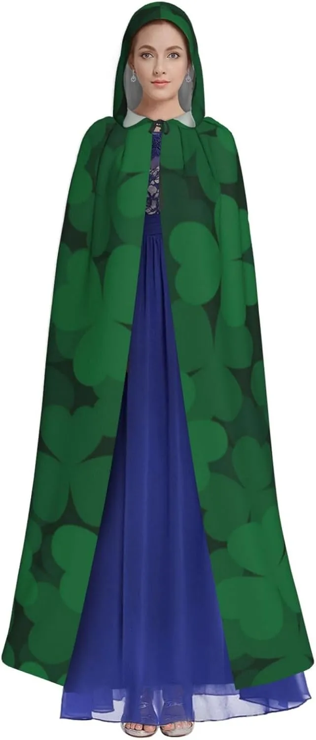 Unisex Hooded Cloak Cape St Patricks Day, Long Hooded Robe for Cosplay Party Costume Supplies