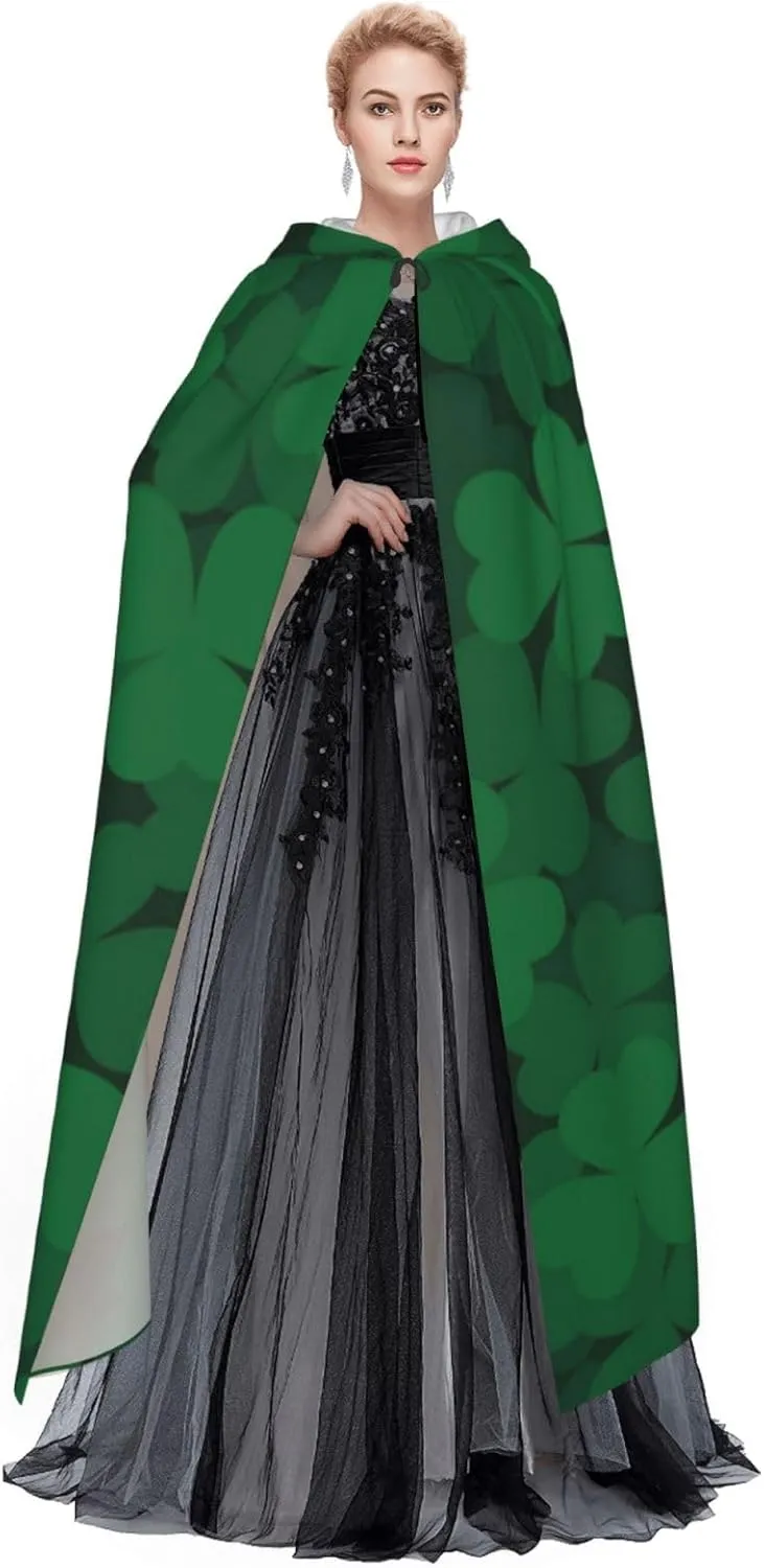 Unisex Hooded Cloak Cape St Patricks Day, Long Hooded Robe for Cosplay Party Costume Supplies