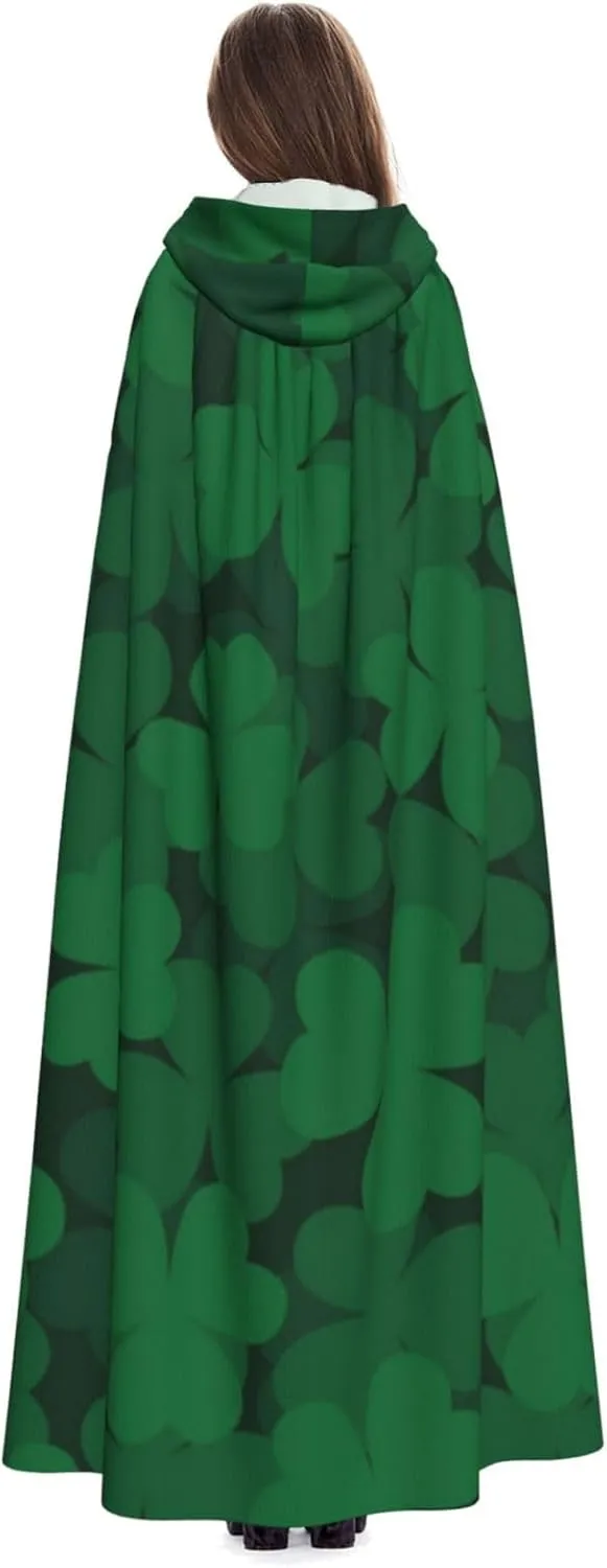 Unisex Hooded Cloak Cape St Patricks Day, Long Hooded Robe for Cosplay Party Costume Supplies