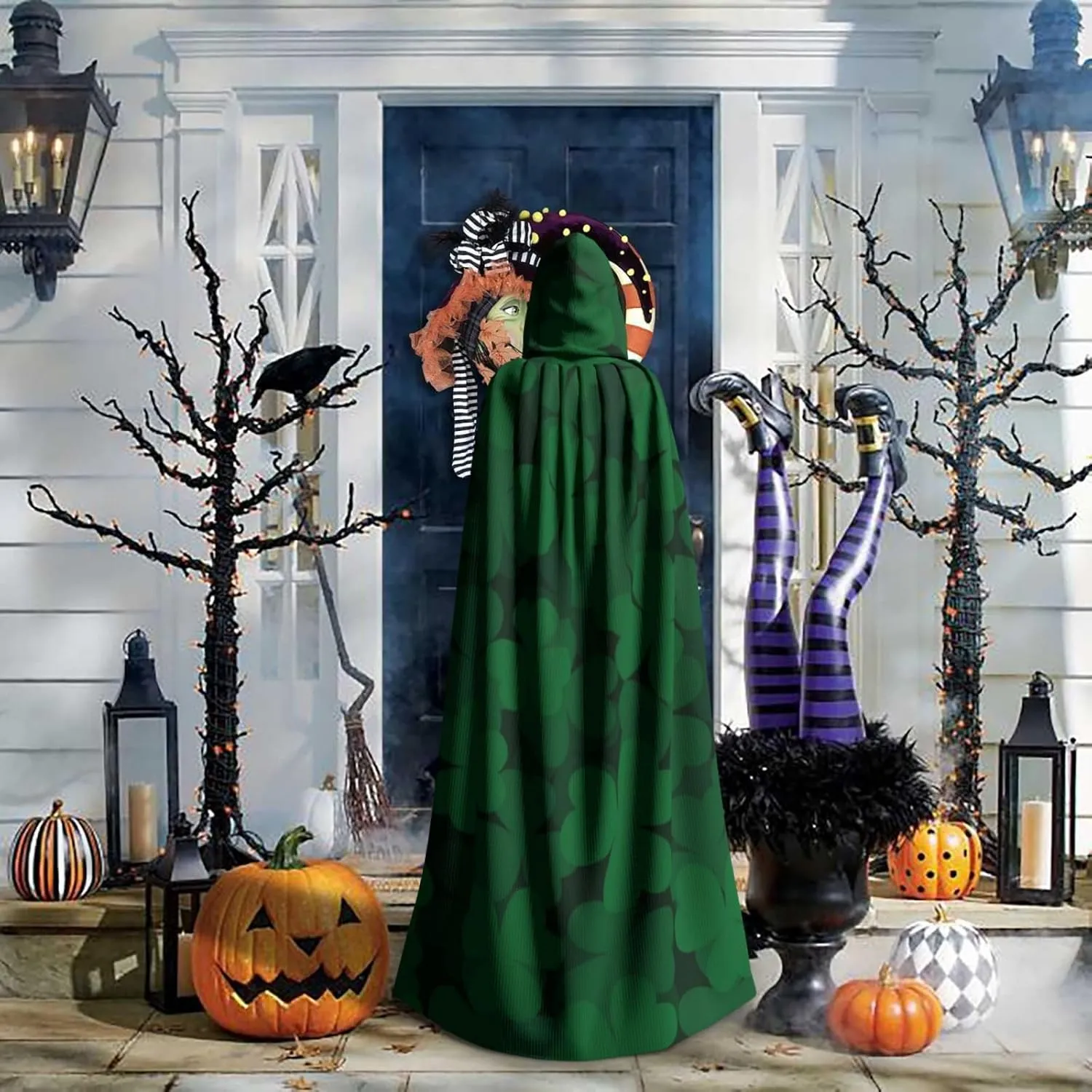 Unisex Hooded Cloak Cape St Patricks Day, Long Hooded Robe for Cosplay Party Costume Supplies