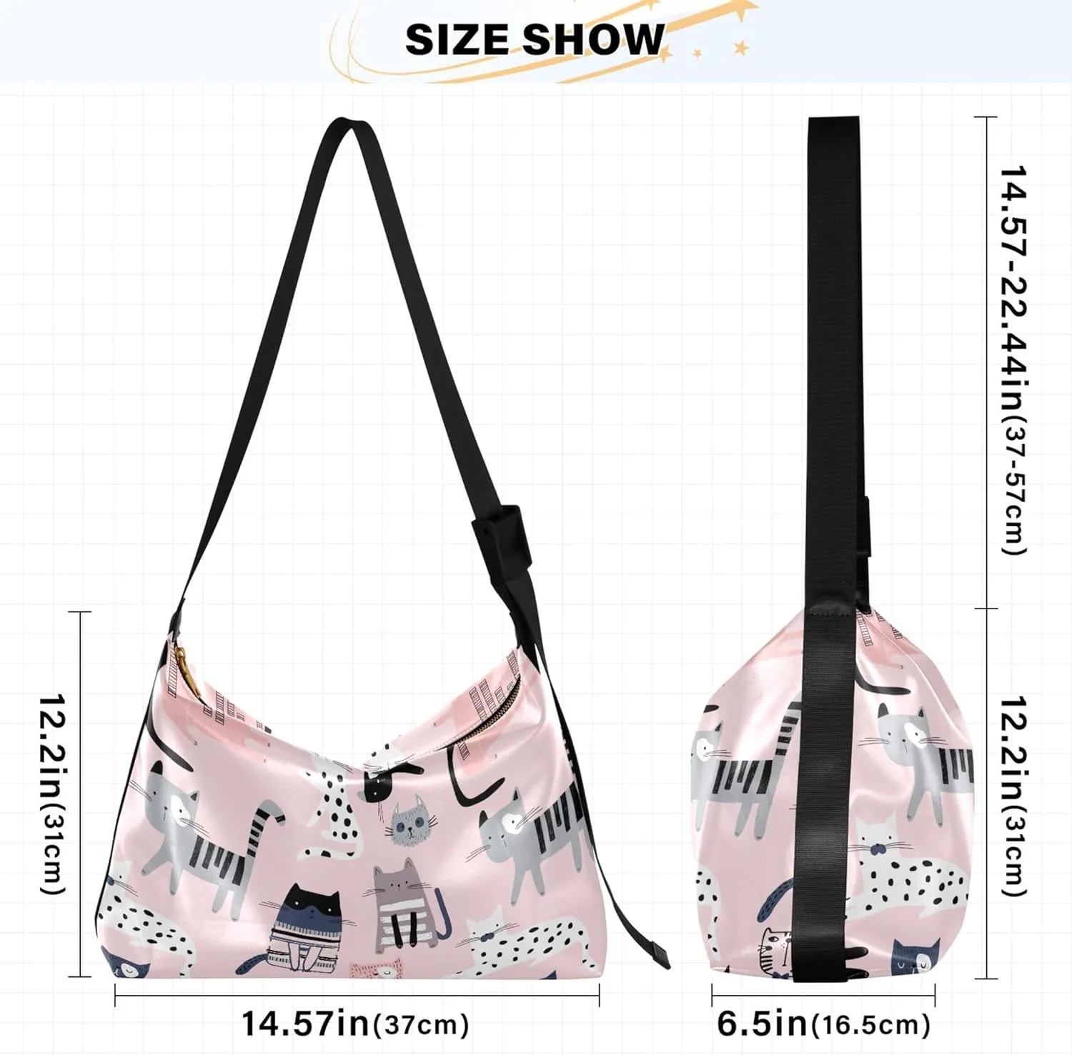 Watercolor Forest Cute Wolf Hobo Leather Bags for Women Large Men Purses Unique Animal Print Single Shoulder Bag