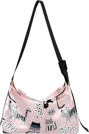 Watercolor Forest Cute Wolf Hobo Leather Bags for Women Large Men Purses Unique Animal Print Single Shoulder Bag