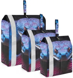Wild Snake Packing Cubes Set of 3, Lightweight Travel Luggage Organizers Foldable Bags for Easy Packing and Organization