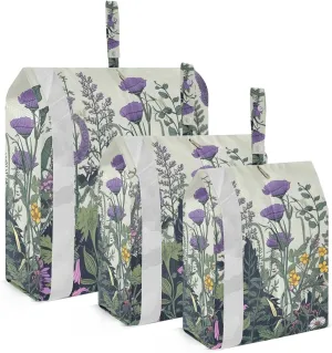 Wildflowers and Herbs Packing Cubes Set of 3, Lightweight Travel Luggage Organizers Foldable Bags for Easy Packing and Organization