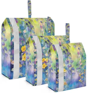 Wisteria Flower Weeping Packing Cubes Set of 3, Lightweight Travel Luggage Organizers Foldable Bags for Easy Packing and Organization