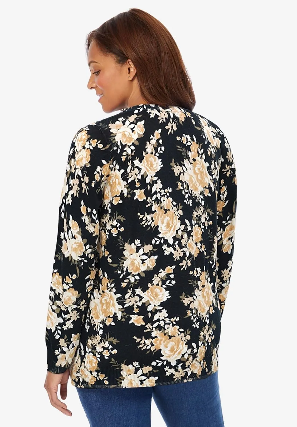 Woman Within Plus Size Perfect Long-Sleeve Cardigan