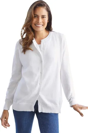 Woman Within Plus Size Perfect Long-Sleeve Cardigan