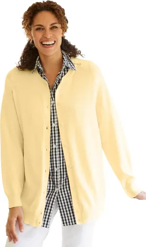 Woman Within Plus Size Perfect Long-Sleeve Cardigan