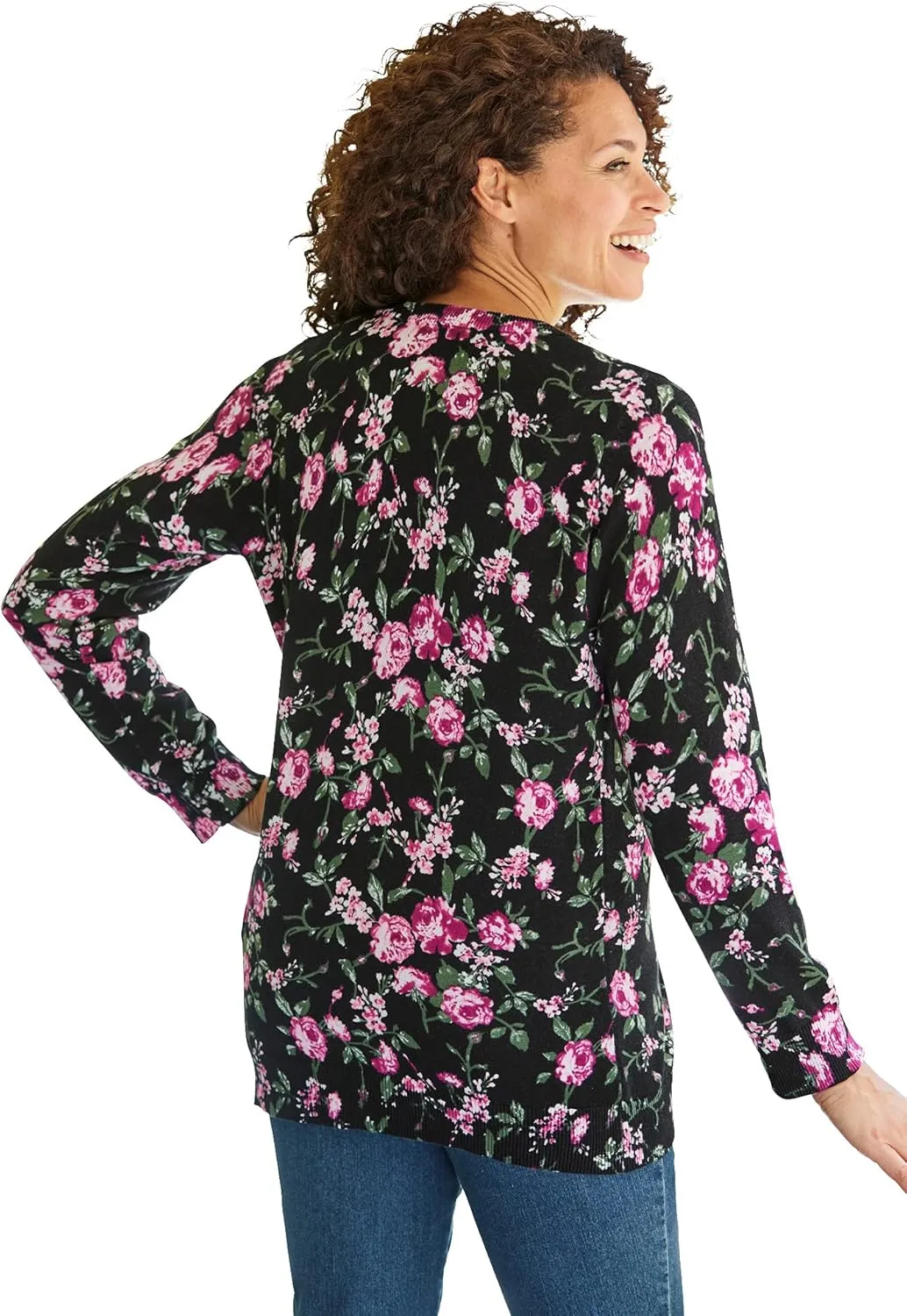 Woman Within Plus Size Perfect Long-Sleeve Cardigan