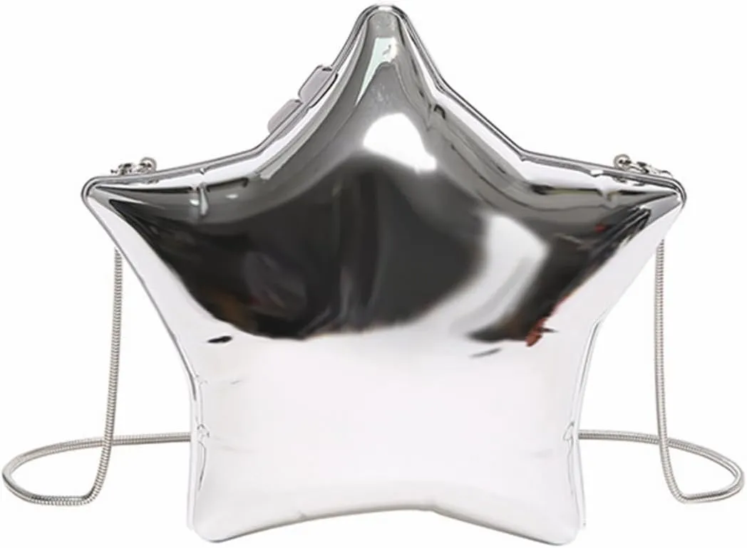 Women Acrylic Clutch Purse Star Shape Handbag Unique Evening Bag Chain Crossbody Bag for Formal Party Wedding