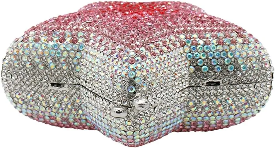Women Rhinestone Star Shape Clutch Purse Unique Crystal Evening Bag Luxury Chain Handbag for Wedding Cocktail Party