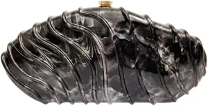 Women Shell Shape Acrylic Evening Clutch Purse Unique Stripe Marble Handbag for Party Cocktail Wedding