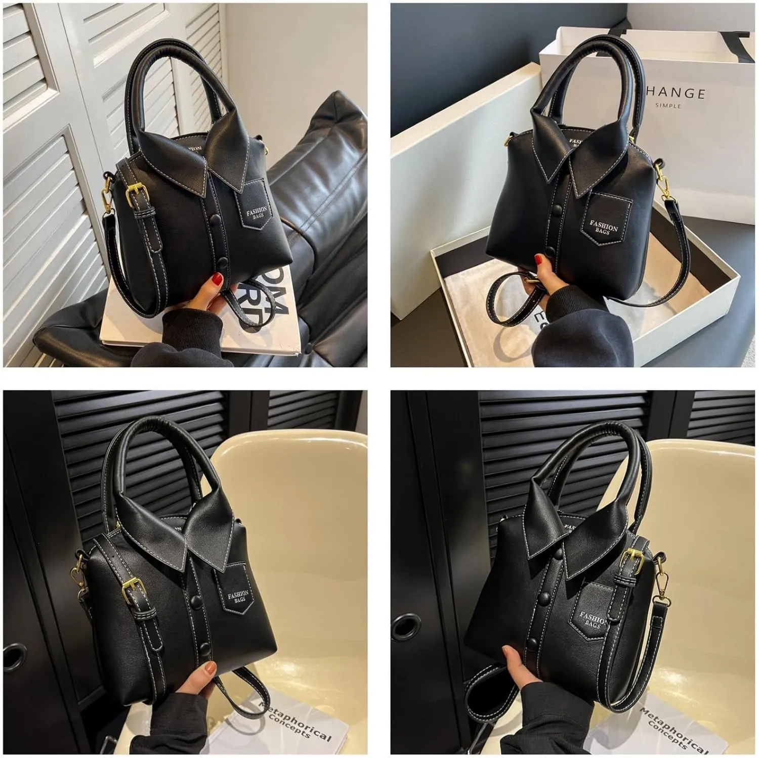 Women Shirt Shaped Satchel PU Leather Shoulder Bag Unique Crossbody Clutch Handbags Ladies Evening Purse Cute Jacket Bag