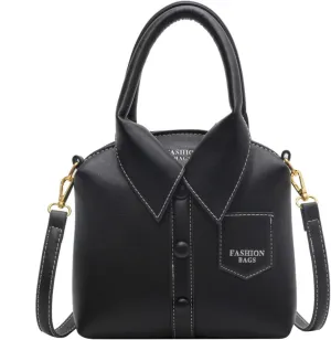 Women Shirt Shaped Satchel PU Leather Shoulder Bag Unique Crossbody Clutch Handbags Ladies Evening Purse Cute Jacket Bag
