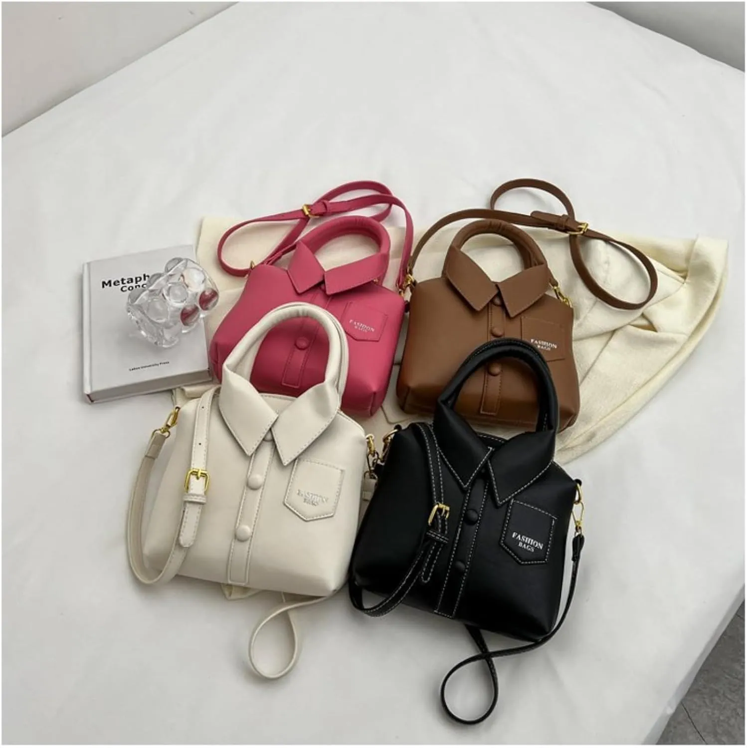 Women Shirt Shaped Satchel PU Leather Shoulder Bag Unique Crossbody Clutch Handbags Ladies Evening Purse Cute Jacket Bag