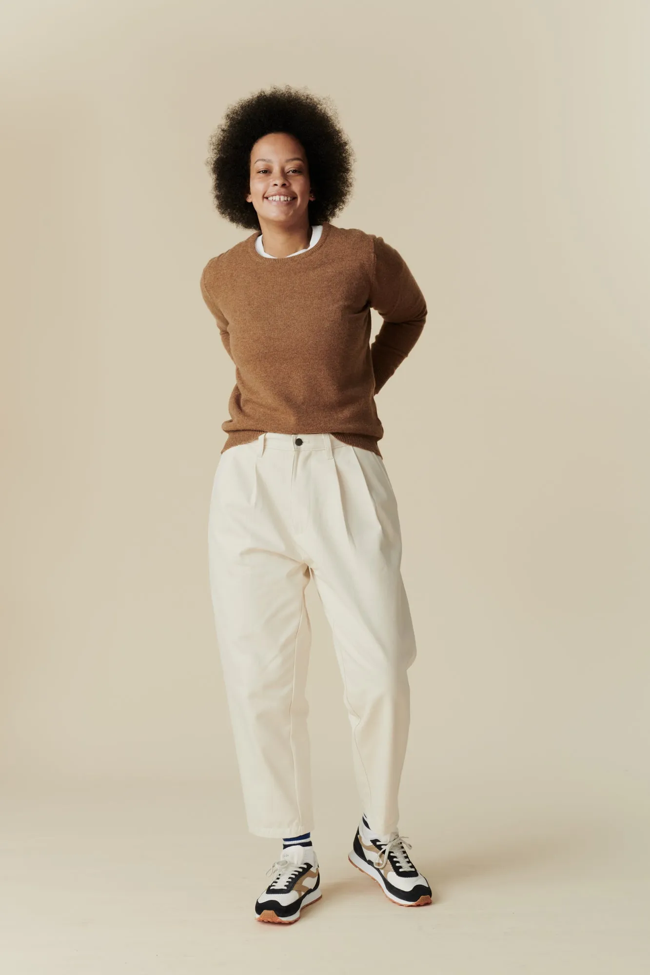Women's Pleated Jeans - Ecru