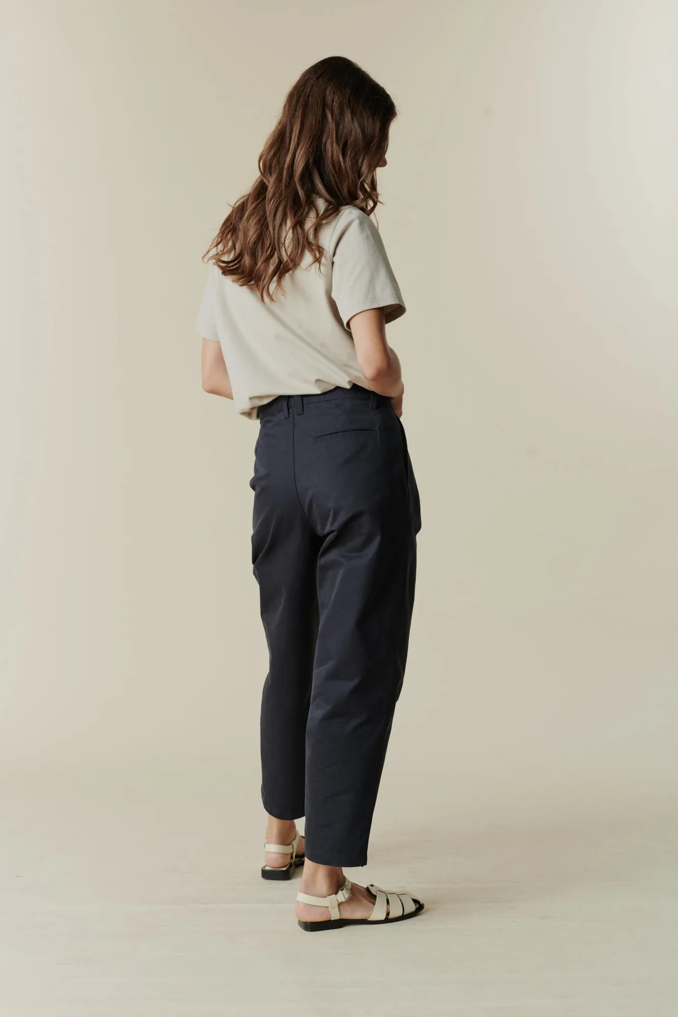 Women's Pleated Trousers- Navy