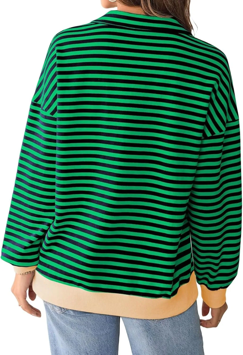 Women's Striped Sweatshirts Casual Long Sleeve Pullover Shirts Oversized Color Block Hoodies for Fall's Trendy Outfits