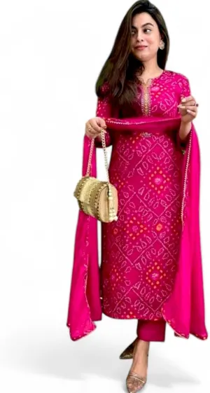 Women's Tunic Dress for Women - Rayon Embroidered Sequence Kurta Set - Indian Straight Kurti with Pant