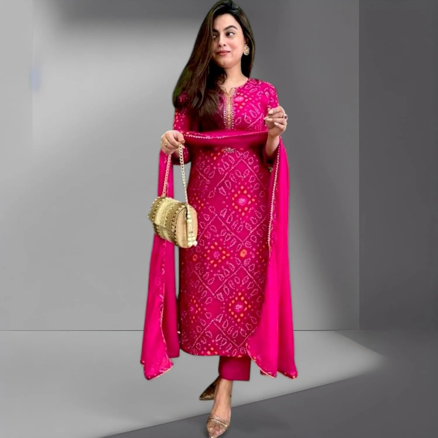 Women's Tunic Dress for Women - Rayon Embroidered Sequence Kurta Set - Indian Straight Kurti with Pant