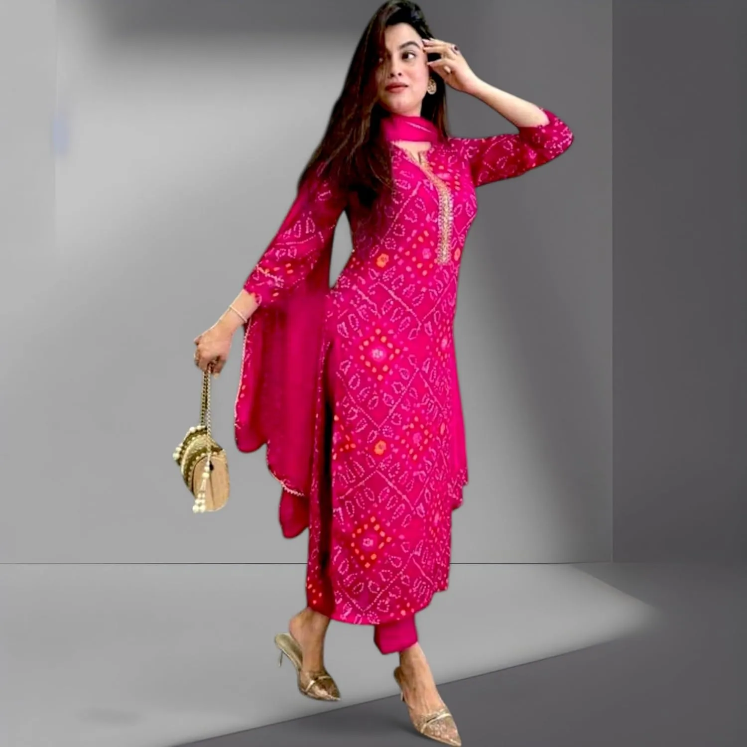 Women's Tunic Dress for Women - Rayon Embroidered Sequence Kurta Set - Indian Straight Kurti with Pant
