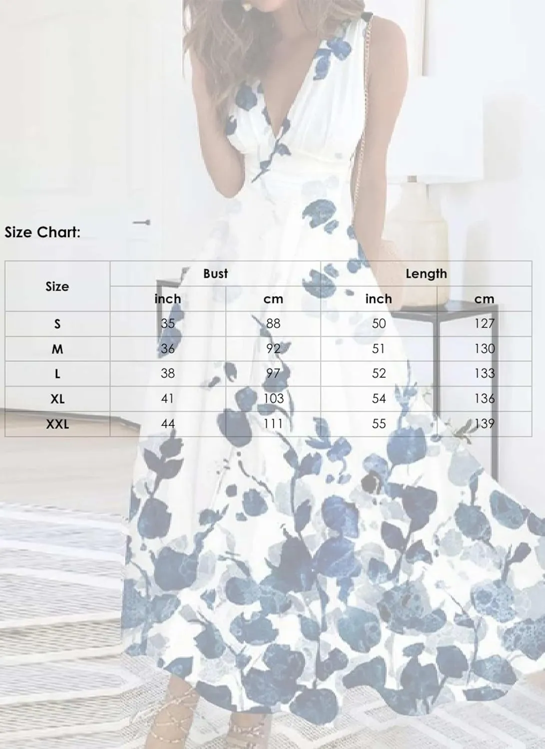 Women's Unique Plant Print V-Neck Sleeveless Maxi Dress Summer Casual A-Line Flowy Tank Dresses Elegant Sundress